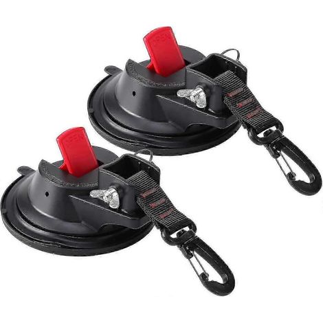 Lot de deux ventouses d'ancrage puissantes pour voiture avec crochets de fixation, idéales pour les auvents latéraux de voiture, les bateaux, le camping, les bâches, les tentes, les bagages et les toi (1/5)