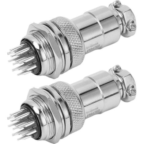 2 Stück 12-polige Luftfahrtsteckverbinder aus Zinklegierung, Stecker und Buchse, 20 mm Öffnung, 250 V (1/4)