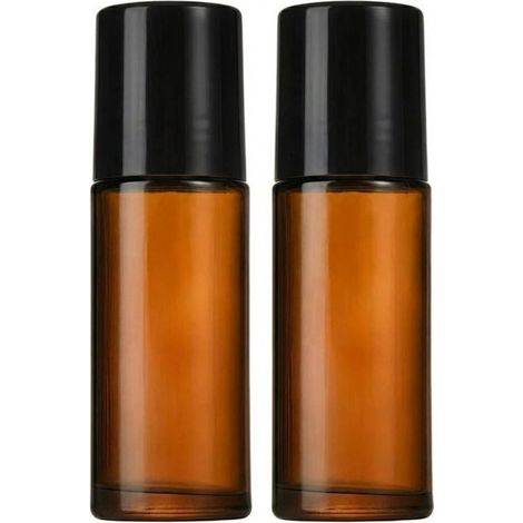 Flacon roll-on en verre brun (50 ml + 30 ml) Ambre Flacon vide portable et étanche pour huiles essentielles, parfums et anti-transpirants (lot de 2) (1/5)