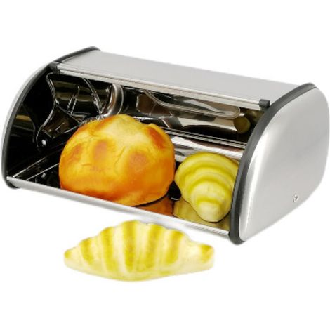 Boîte à pain en acier inoxydable avec couvercle et fenêtre transparente - boîte à pain hermétique, adaptée aux plans de travail de la cuisine et à la fabrication du pain maison.
