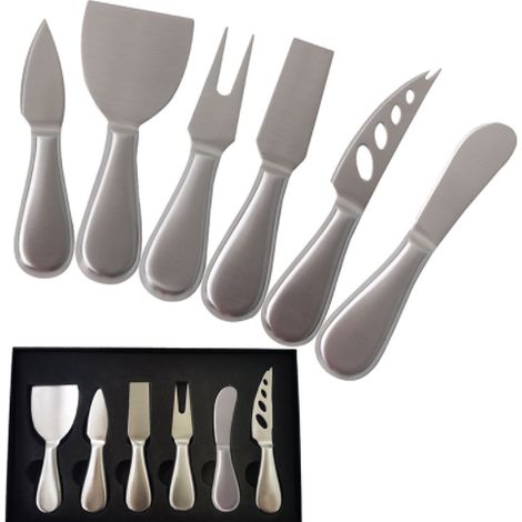 Couteau a Fromage - Lot de 5 Pièces en Acier Inoxydable - Design Ergonomique - Pour Tous Types de Fromages - 5 Unités