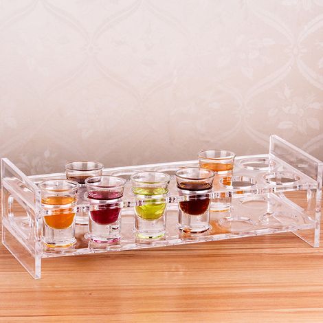Range verres acrylique 33,5x13x10 cm 12 emplacements 2 ranges présentoir stockage bar café restaurant (1/5)