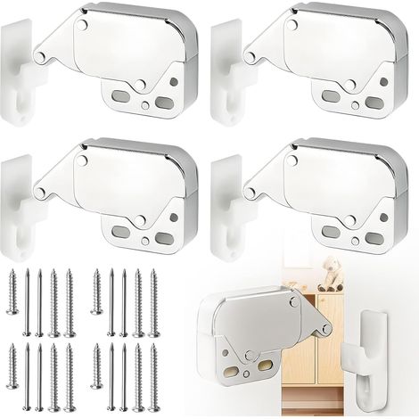 4 pcs Mini-latch Automatique Printemps Catch, Loqueteaux à Ressort, Serrure de Ressort Loquet Bloque Poignee Sécurité Domestique Supplémentaire Remplacement pour Maison Portes Placards Fenêtres