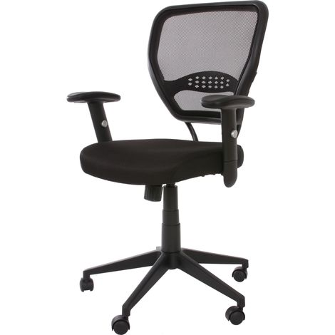 Fauteuil/chaise de bureau Seattle, charge 150kg, tissu, noir avec accoudoirs