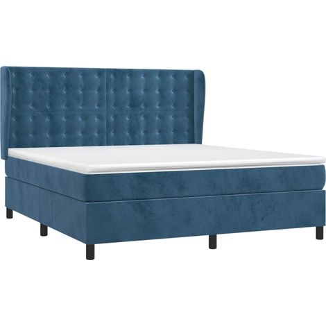 Sommier à lattes de lit et matelas Bleu foncé 160x200cm Velours vidaXL (1/5)