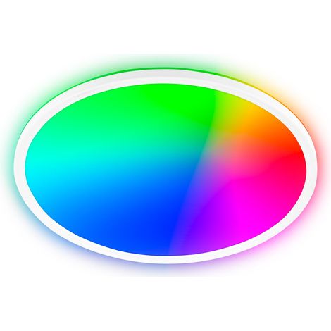 Panneau LED avec télécommande, dimmable, CCT, RGBIC, plat, lumière indirecte, dalle led, panneau plafond, plafonnier, lustre salon, lustre cuisine, chambre, 42x3 cm, blanc (1/5)
