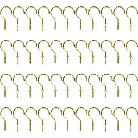 Crochet pour tasses, cuisine et jardin, crochets de plafond en métal finition dorée, crochets à vis pour plantes, tasses, bougies et décorations, aspect rouille (1/5)