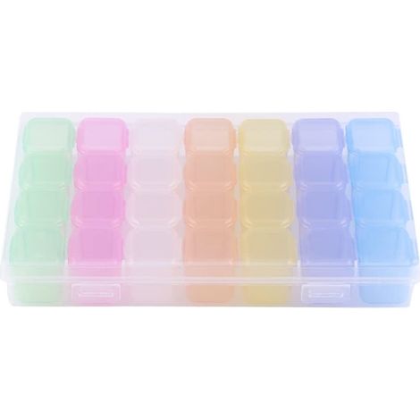 Boîte De Rangement Transparente - 28 Compartiments - Pour Perles Bijoux Strass Nail Art - Plastique - 1 Pièce (1/5)