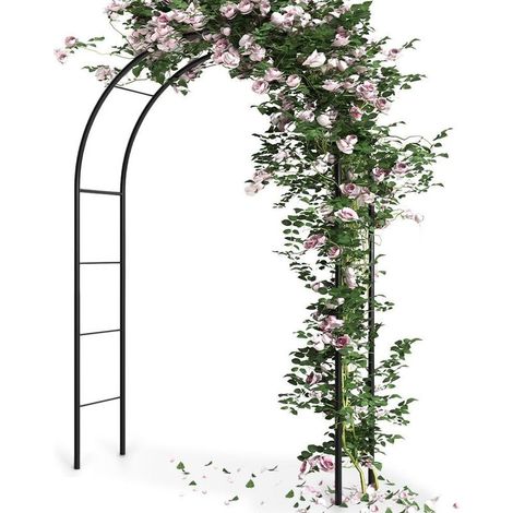 Pergola de jardin voutee pour plantes grimpantes en metal vert fonce (1/5)