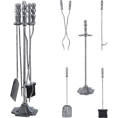 Kaminbesteck Dovre 5-teilige Kamingarnitur Silber [en.casa]