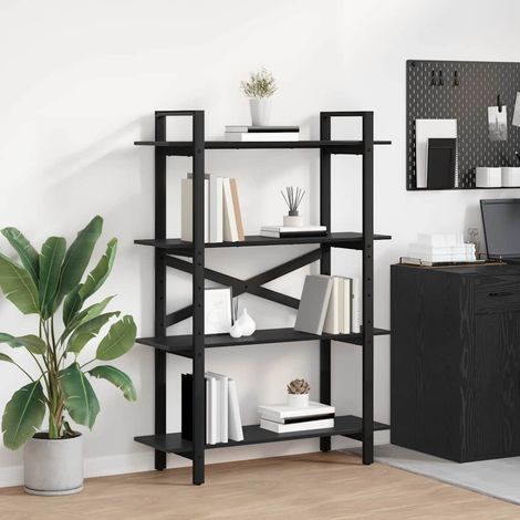 vidaXL Libreria Rovere Nero 100 x 33,5 x 140 cm Legno multistrato