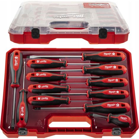 Milwaukee Tri-Lobe Schraubendrehersatz PH/PZ/SL 12-teilig mit Anti-Roll-Design Handgriff