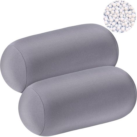 Lot de 2 oreillers cylindriques à microbilles (30 x 16 cm) pour un soutien optimal de la nuque, de la tête et du dos, à la maison comme en voyage. (1/5)