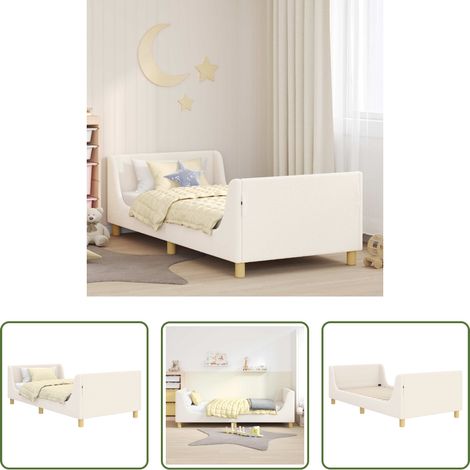 vidaXL Holzrahmen - Kinderbettgestell mit Kopfteil Creme 90 x 200 cm Schafstoff (1/5)