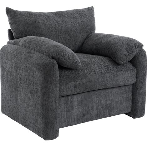 Fauteuil surdimensionné au design moderne, en tissu chenille, chaise décorative, canapé une place, fauteuil de loisirs, adapté au salon et à la chambre [old sku:N653P210956G] (1/5)
