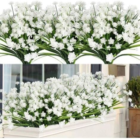 Plante fleurie artificielle Plantes et fleurs artificielles d'extérieur résistantes aux UV - Blanc 8PCS-RAPANDA