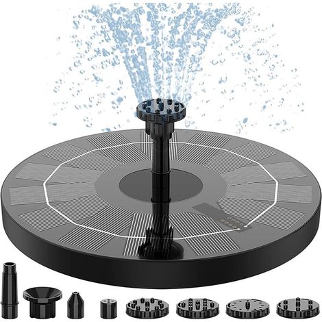 Fontaine Solaire pour l'extérieur Pompe à Eau Solaire de Pompe de Fontaine Solaire 2.5W, Fontaine Flottante avec 6 Buses, for Bain d'oiseaux, Aquarium, étang (1/5)