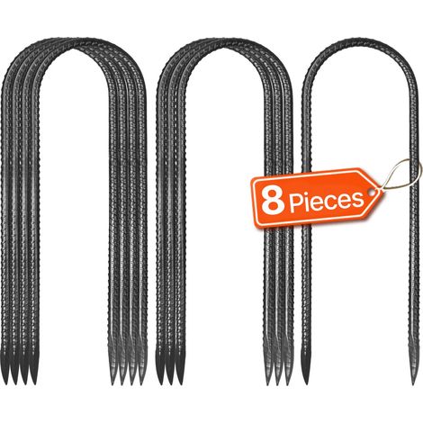 Piquets Armature Ancrages de Sol Forme U Acier Galvanisé 304,8x82,04 mm Lot de 8 (1/5)