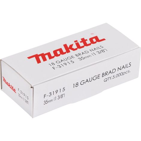 Scatola da 5000 chiodi a testa zincata da 35 mm 18 Ga per chiodatrici pneumatiche (DBN500, SKN12, NT45A, IM50) - Makita F-31915