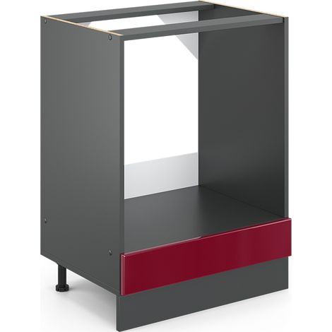 Herdumbauschrank R-Line, Bordeaux Hochglanz, 60 cm ohne Arbeitsplatte, Vicco