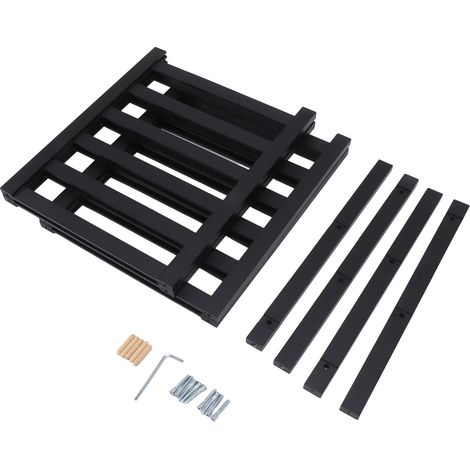 Étagère à chaussures empilable à 2 niveaux, imperméable et indéformable, en bambou, noire, idéale pour balcon. (1/5)