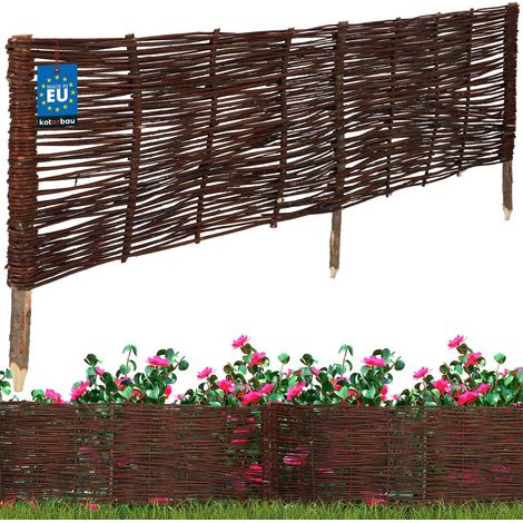 KOTARBAU® Clôture Bois  - Bordure Jardin Extérieur - 120 x 40 cm - Bordure de Jardin en Osier à Planter - Marron - Cloture en Osier - Décoration Extérieure (1/5)