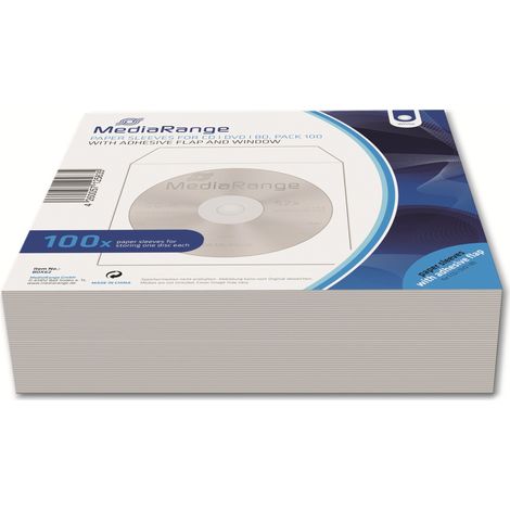 MEDIARANGE Pochettes papier pour CD, pack de 100, blanc