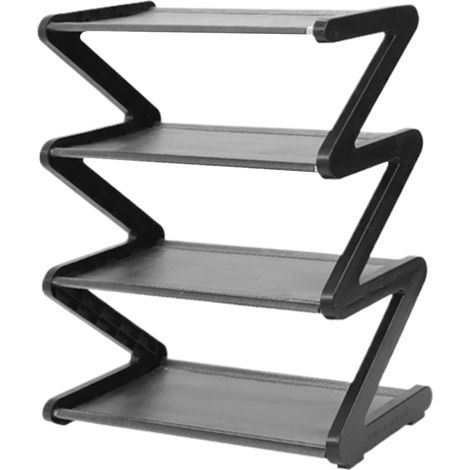 Schuhregal, 4-stöckiges Schuhregal, verzinkt, Z-förmig, stabiler und robuster Organizer, wasserfester und rostbeständiger Bodenständer für Studentenwohnheimflure (1/5)