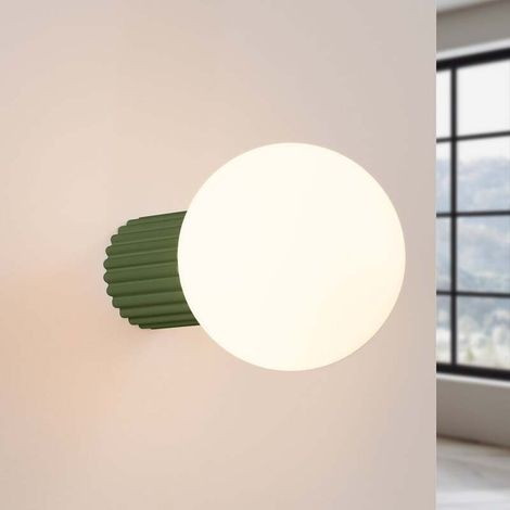 [NEUWERTIG] B-Ware Wandleuchte Wandlampe Orbi Olivgrün Glas Aluminium Badezimmer Leuchte Ip44 (1/2)
