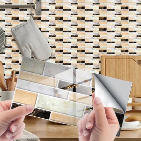 Autocollant effet carrelage mural pour décoration intérieure, dosseret auto-adhésif, carreaux autocollants pour salon, cuisine (1/4)