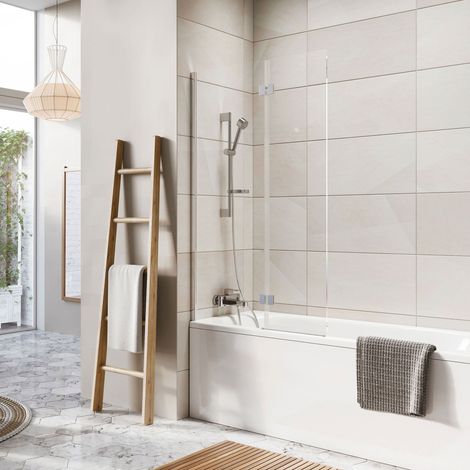 Orbit Thalia Inward Opening Chrome Bath Screen 900mm x 1500mm - 8mm Glass (1/2)