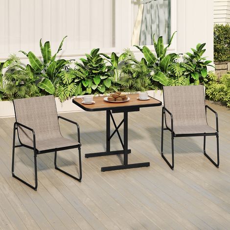 Ensemble Bistrot de Patio 3 Pièces pour Petit Espace avec Table à Manger Rectangulaire et 2 Fauteuils en Tissu Café (1/3)