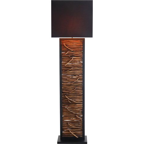 Lampadaire en bois flotté et métal noir design industriel pour salon et chambre 163 cm - PANGIVO (1/5)