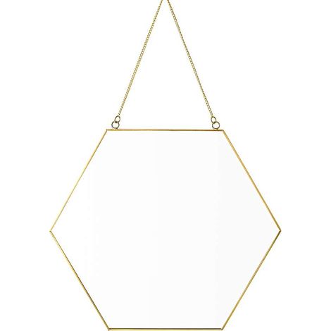 Hängender Wandspiegel, kleiner goldener sechseckiger Spiegel für das Badezimmer im Wohnzimmer, 11,81" x 10,24", klein, gold