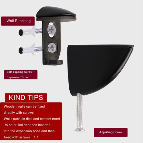Support D'étagère en Verre Réglable,4 Pièces Support Etagere Verre, Pince Verre Réglables en Alliage de Zinc pour Étagère en Bois/Verre de 2 à 23 mm Épaisseur (Noir) (1/5)