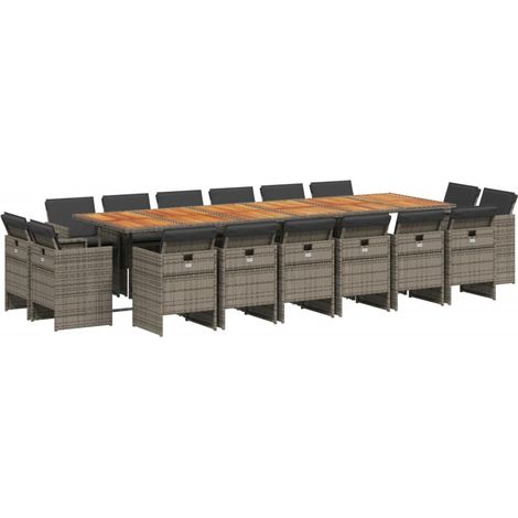 vidaXL Ensemble à manger de jardin 17 pcs et coussins résine tressée (1/5)