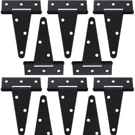 BUNTHAUS PA Lot de 10 Charnières en T 10,2 cm Fer Forgé Noir pour Porte Abri Jardin Grange Clôture (1/4)
