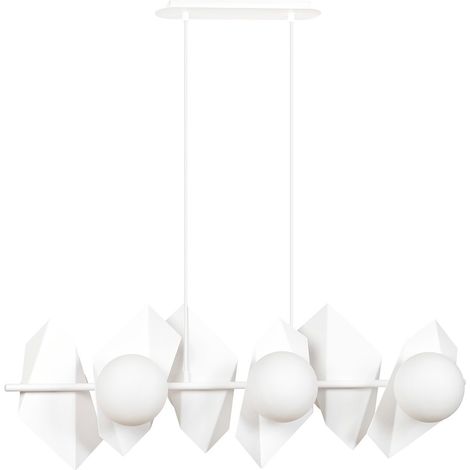 Lampadario Minimal Sharada Acciaio Bianco 6 Luci E14 (1/5)