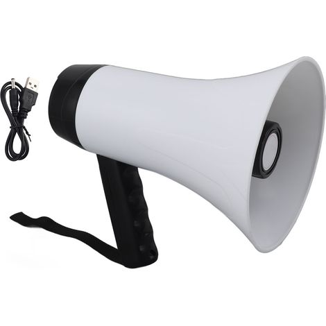 GARRYFIZH Mégaphone portable Bullhorn 30 W, enregistrement 300 s, portée 500 m, autonomie 10 h, batterie 3500 mAh