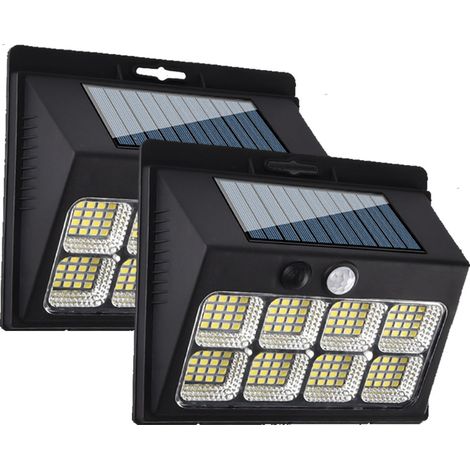 Capteur de mouvement imperméable murales de lumières solaires de 2 pièces, lumières extérieur de sécurité d'inondation solaire de 128 LED avec 3 Modes (1/5)