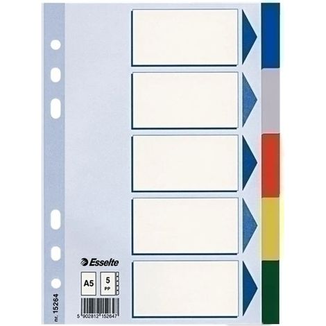 SEPARADORES ESSELTE PP A5 5 ps.