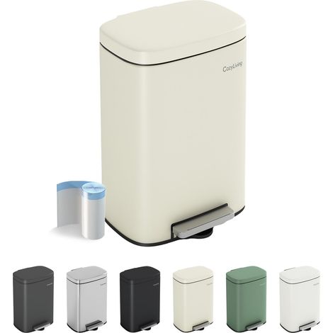 Pedal Kitchen Bin with Soft Close Lid, Step-On Trash Can with Inner Bucket 5L BEIGE