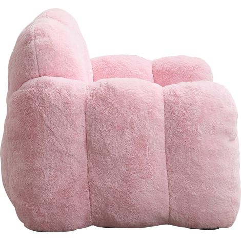 Poltrona bean bag per adulti in velluto effetto peluche 105x90x75 cm bianca MODENUIT (1/5)