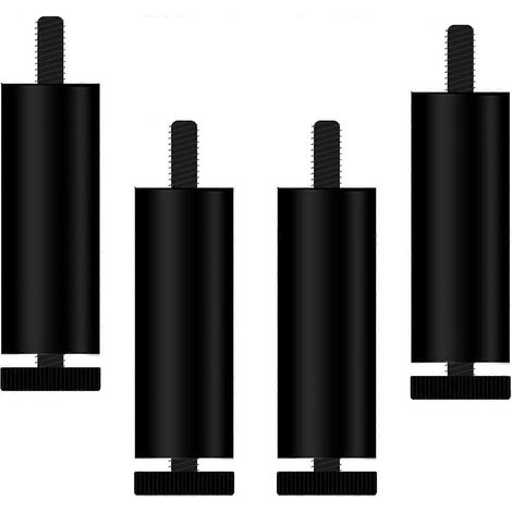 Stück Ersatz-Möbelbeine aus Metall, runde Tischbeine, verstellbare moderne Schrankfüße, Sofafüße aus Aluminiumlegierung (Schwarz, 10 cm/3,9 Zoll – 8 cm/3,1 Zoll)