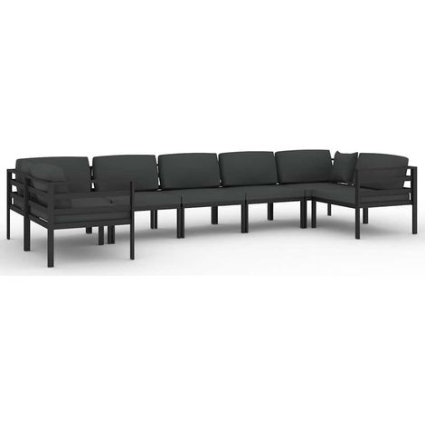Maison Exclusive - Salon de jardin 7 pcs avec coussins Aluminium Anthracite (1/5)
