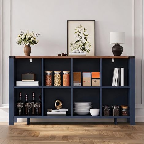 Buffet coloris bleu en MDF 140 x 34 x 75 cm (1/5)