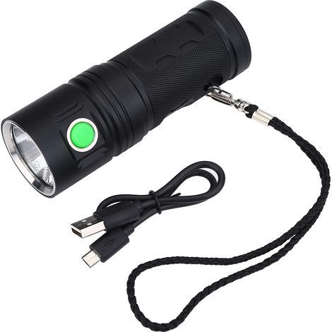 Lampe torche LED ultra légère portable, étanche, rechargeable, mini lampe de poche avec cordon. (1/5)