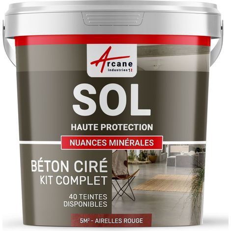 Béton ciré sol en kit, primaire et vernis de finition inclus - 5 m² (en 2 couches) Airelles Rouge - ARCANE INDUSTRIES