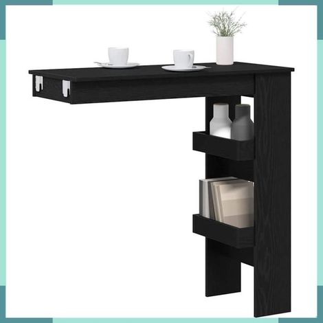 862748 Table de Bar Murale avec étagère Chêne noir 102 x 45 x 103,5 cm (1/5)