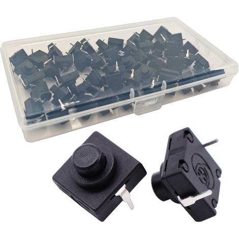 50pcs 12 Micro Mini Interrupteur Marche arrêt 1 virgule 5A 250V Interrupteur à Bouton Poussoir Autobloquant pour Bricolage Lampe de 1 virgule 5 50 pcs (1/4)